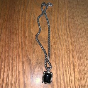 VINTAGE BRIGHTON WOVEN CHAIN BLACK PENDANT NECKLACE